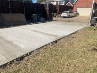 Freshly poured concrete driveway