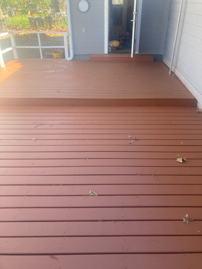 Freshly stained deck boards