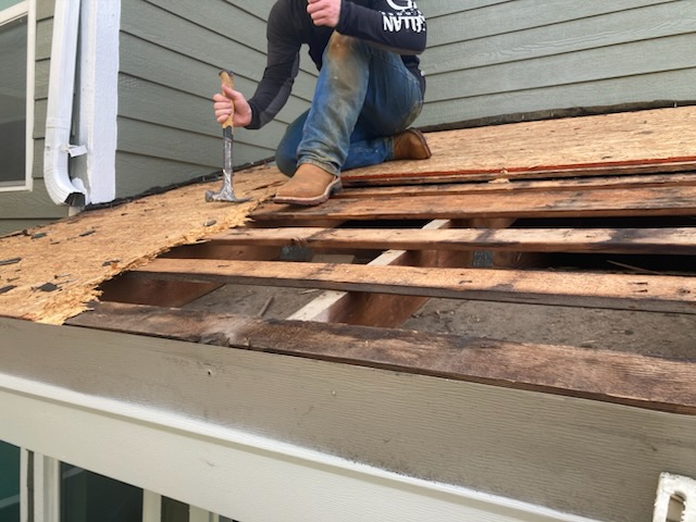 Removing old roof decking